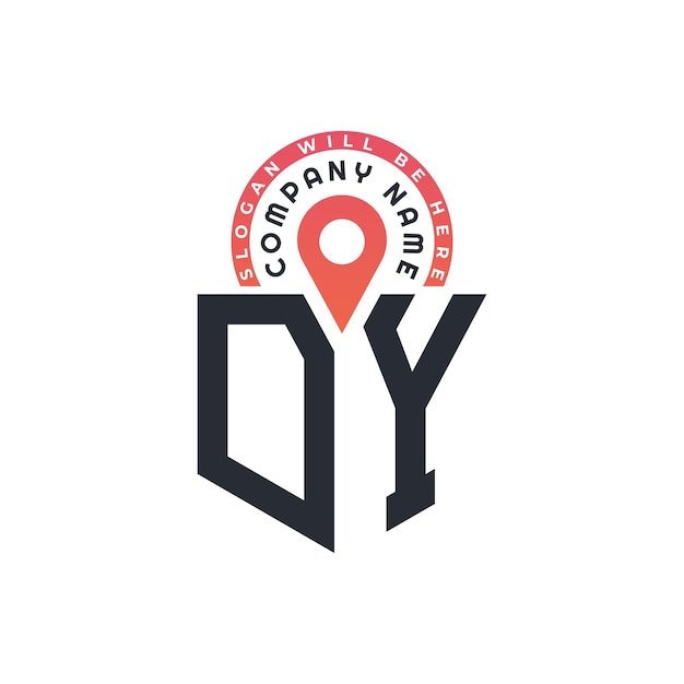 Diseño de logotipo de ubicación DY para reclutamiento de recursos humanos y carta de navegación Logotipo DY con icono de ubicación para negocios y tecnología