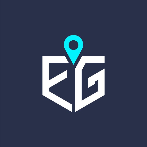 Diseño del logotipo de la ubicación de EG para el reclutamiento y la navegación Letra Ícono vectorial del logotipo EG