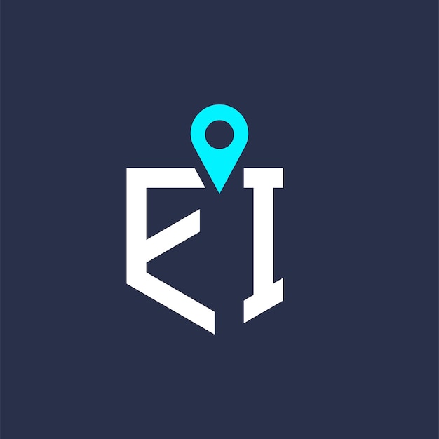 Diseño del logotipo de la ubicación de la EI para el reclutamiento y la navegación Letra Icono vectorial del logotipo del EI