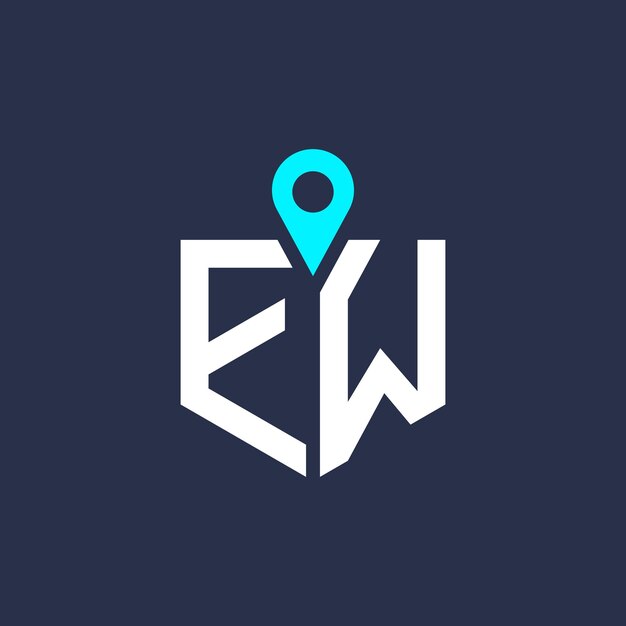 Diseño del logotipo de la ubicación de EW para el reclutamiento y la navegación Letra Icono vectorial del logotipo EW