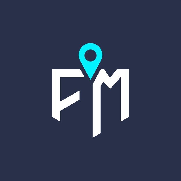 Diseño de logotipo de ubicación de FM para reclutamiento y navegación Letra icono vectorial del logotipo de FM