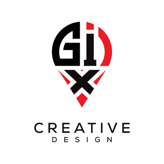 Diseño del logotipo de la ubicación de la forma de la letra GIX