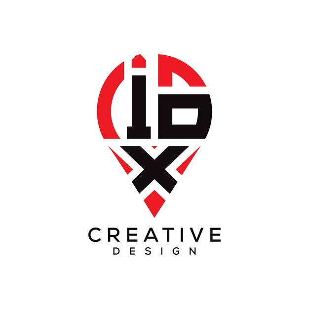Diseño del logotipo de la ubicación de la forma de la letra IOX