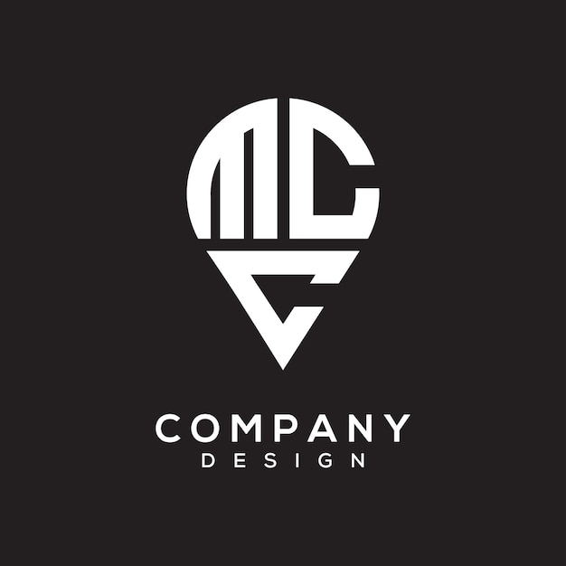 Diseño del logotipo de la ubicación de la forma de la letra MCC