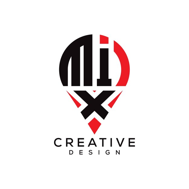 Diseño del logotipo de la ubicación de la forma de la letra MIX