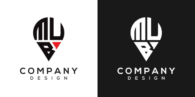 Diseño del logotipo de la ubicación de la forma de la letra MUB