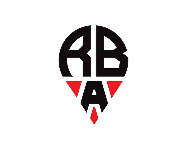Diseño del logotipo de la ubicación de la forma de la letra RBA