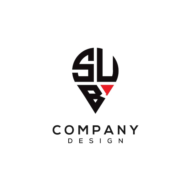 Diseño del logotipo de la ubicación de la forma de la letra SUB