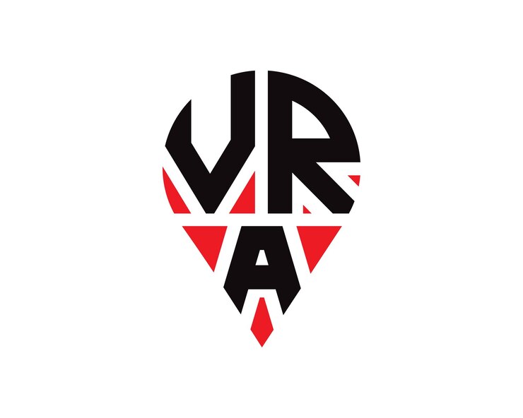 Vector diseño del logotipo de la ubicación de la forma de la letra vra