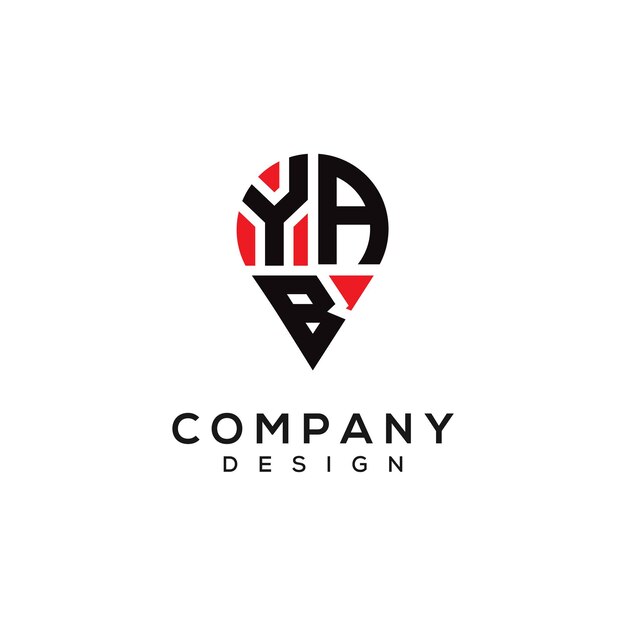 Diseño del logotipo de la ubicación de la forma de la letra YAB