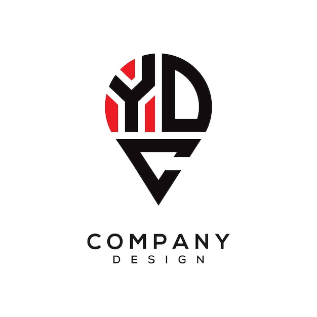 Diseño del logotipo de la ubicación de la forma de la letra YDC