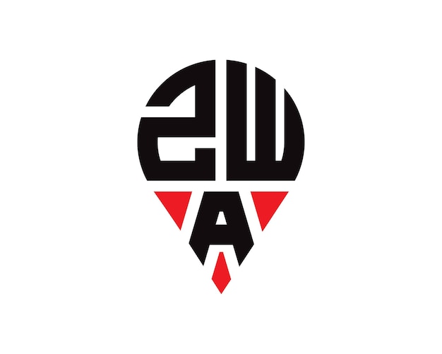 Diseño del logotipo de la ubicación de la forma de la letra ZWA