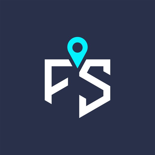 Diseño del logotipo de la ubicación de FS para el reclutamiento y la navegación Carta icono vectorial del logotipo FS