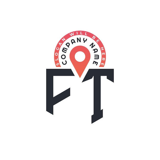 Diseño del logotipo de la ubicación de FT para el reclutamiento de recursos humanos y la carta de navegación Logotipo de FT con icono de ubicación para negocios y tecnología