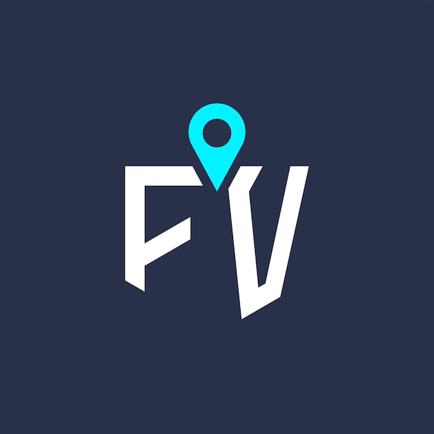 Diseño del logotipo de la ubicación de FV para el reclutamiento y la navegación Letra Icono vectorial del logotipo FV