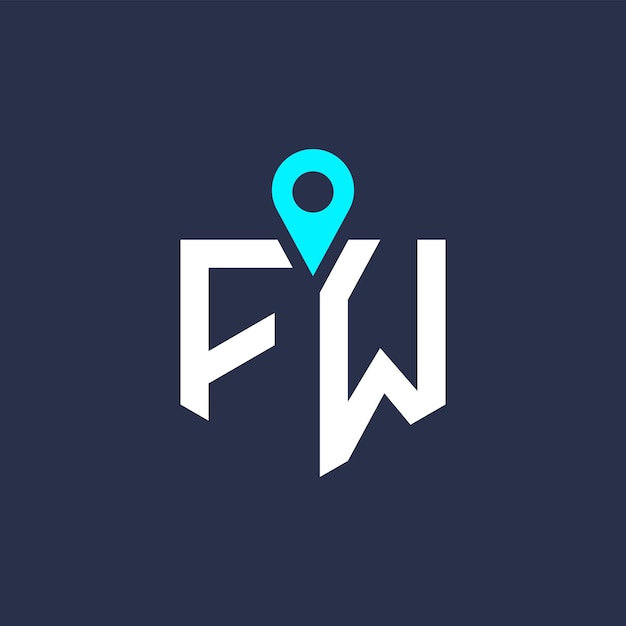 Diseño del logotipo de la ubicación de FW para el reclutamiento y la navegación Letra Icono vectorial del logotipo FW