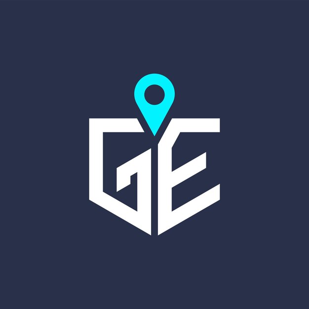Diseño del logotipo de ubicación de GE para reclutamiento y navegación Carta Icono vectorial del logotipo GE