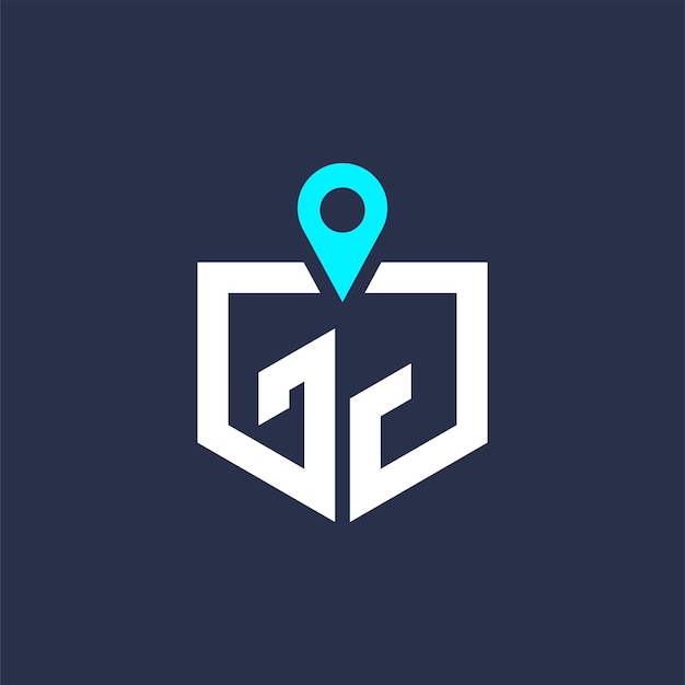 Diseño del logotipo de la ubicación de GJ para el reclutamiento y la navegación Letra Icono vectorial del logotipo GJ