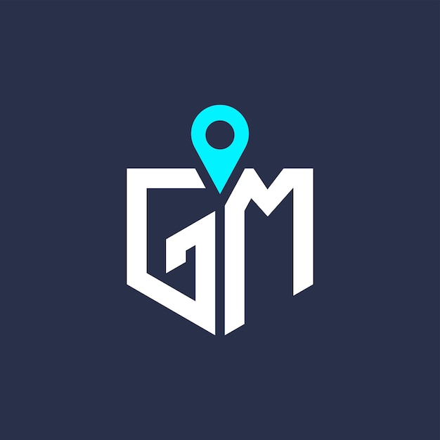 Diseño del logotipo de la ubicación de GM para el reclutamiento y la navegación Carta Icono vectorial del logotipio de GM