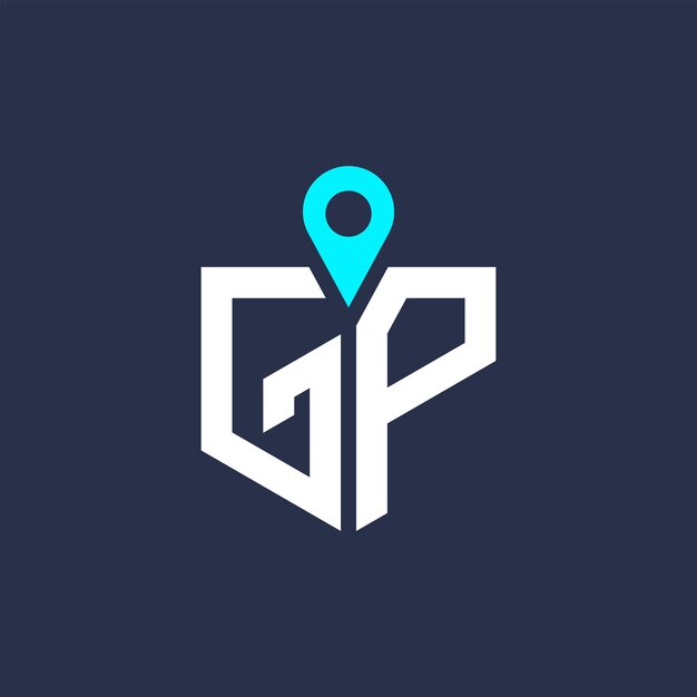 Diseño del logotipo de la ubicación de GP para el reclutamiento y la navegación