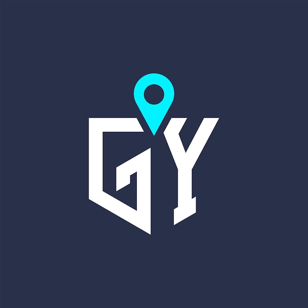 Diseño del logotipo de la ubicación de GY para el reclutamiento y la navegación Letra Icono vectorial del logotipo GY