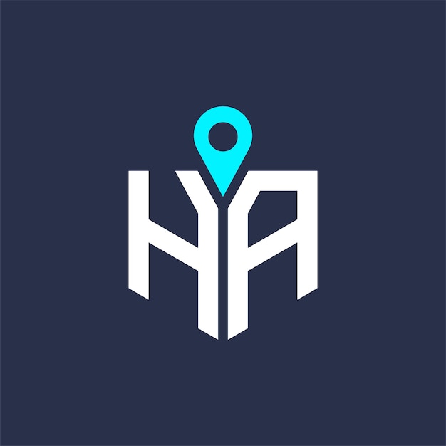 Diseño del logotipo de la ubicación de HA para el reclutamiento y la navegación Letra Icono vectorial del logotipo HA