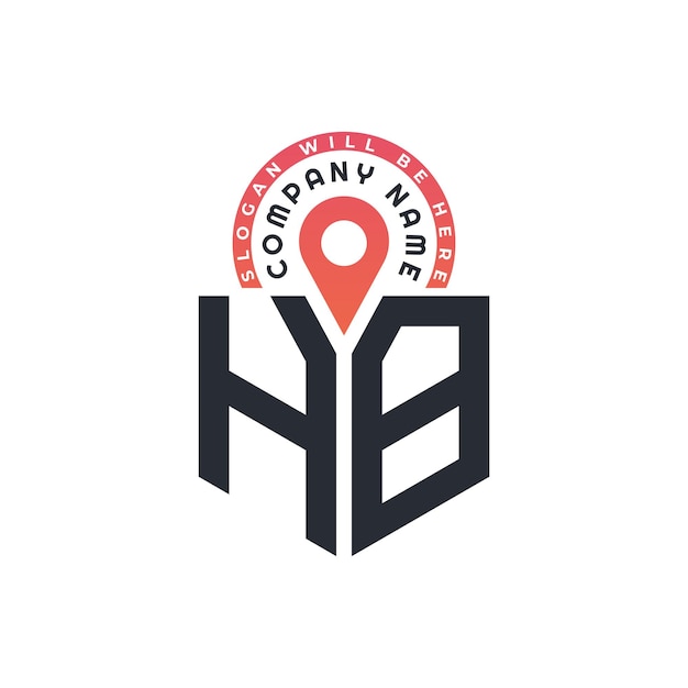 Diseño de logotipo de ubicación de HB para reclutamiento de recursos humanos y carta de navegación Logotipo de HB con icono de ubicación para negocios y tecnología