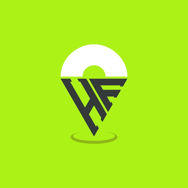 Diseño de logotipo de ubicación HF Iniciales modernas HF Logotipo de punto para aplicaciones de mapas de navegación y negocios basados en la ubicación