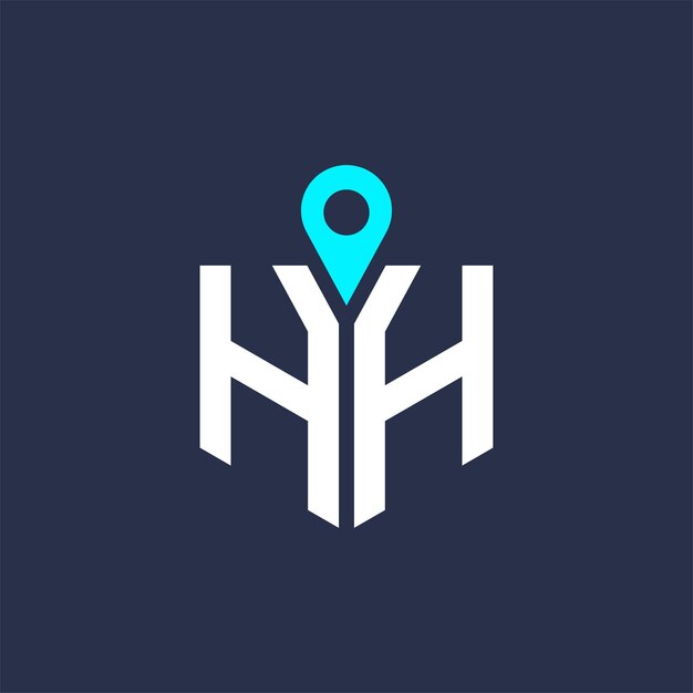 Diseño del logotipo de ubicación de HH para reclutamiento y navegación Letra Icono vectorial del logotipo HH
