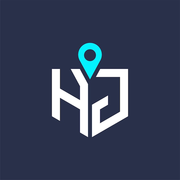 Diseño del logotipo de la ubicación de HJ para el reclutamiento y la navegación Carta Icono vectorial del logotipo HJ