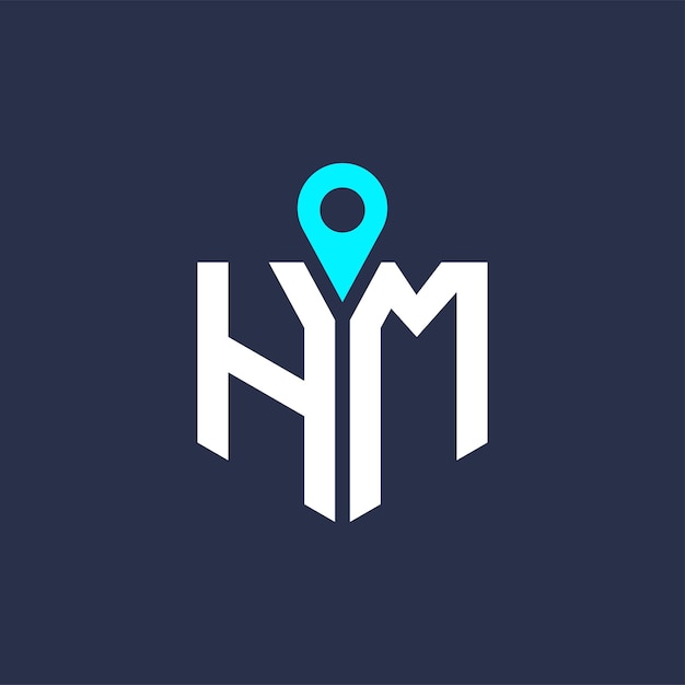 Diseño del logotipo de ubicación de HM para reclutamiento y navegación Carta Icono vectorial del logotipo HM