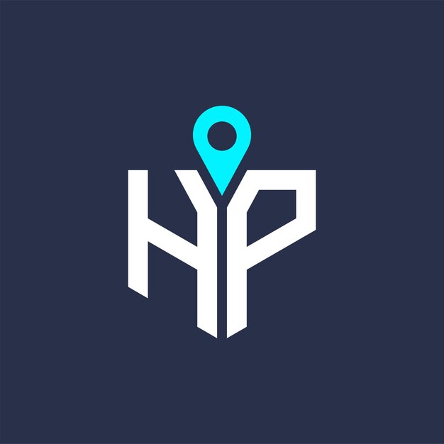 Diseño de logotipo de ubicación de HP para reclutamiento y navegación Carta Icono vectorial del logotipo de HP