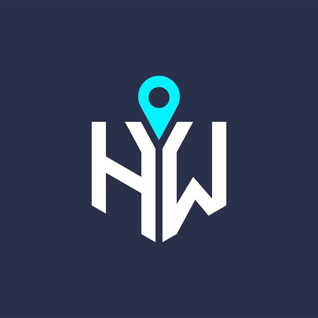 Diseño del logotipo de ubicación de HW para reclutamiento y navegación Letra Icono vectorial del logotipo HW