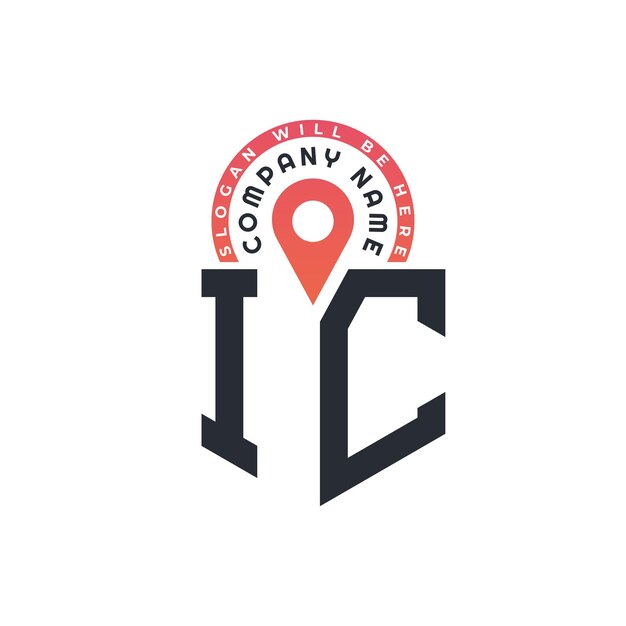 Diseño de logotipo de ubicación de IC para reclutamiento de recursos humanos y carta de navegación Logotipo de IC con icono de ubicación para negocios y tecnología