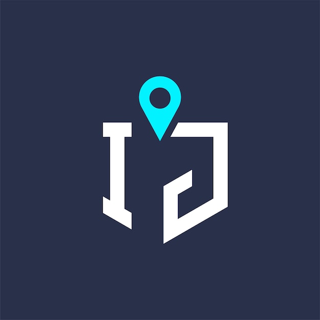 Diseño del logotipo de la ubicación de IJ para el reclutamiento y la navegación Carta IJ Icon vectorial del logotipo