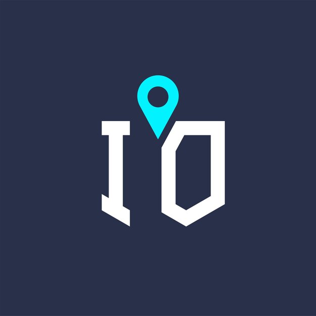 Diseño del logotipo de ubicación de IO para reclutamiento y navegación Carta Icono vectorial del logotipo IO