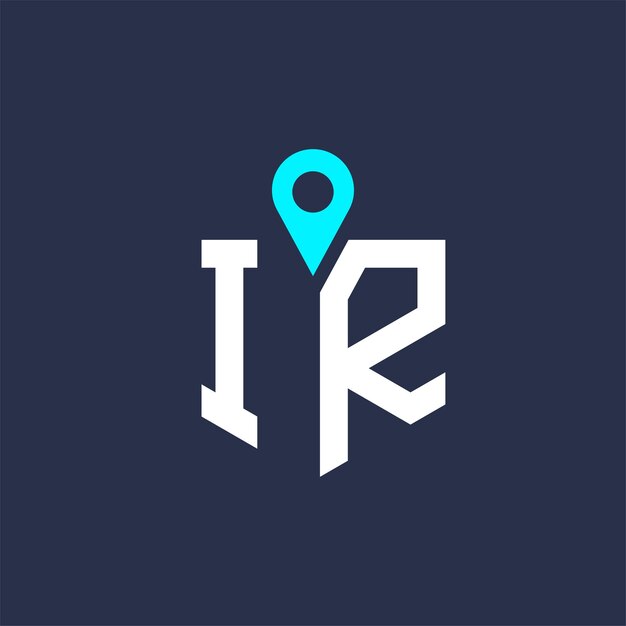 Diseño del logotipo de ubicación de IR para el reclutamiento y la navegación Letra Ícono vectorial del logotipo IR