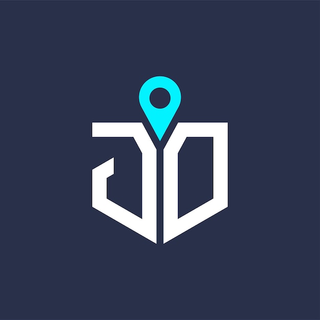 Diseño de logotipo de ubicación de JD para reclutamiento y navegación Carta icono vectorial de logotipo JD