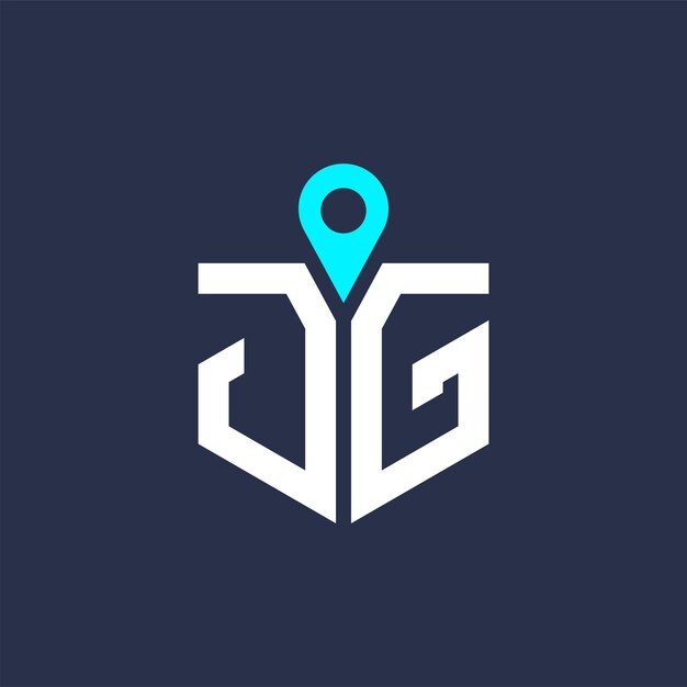Diseño del logotipo de la ubicación de JG para el reclutamiento y la navegación Carta Icono vectorial del logotipo JG