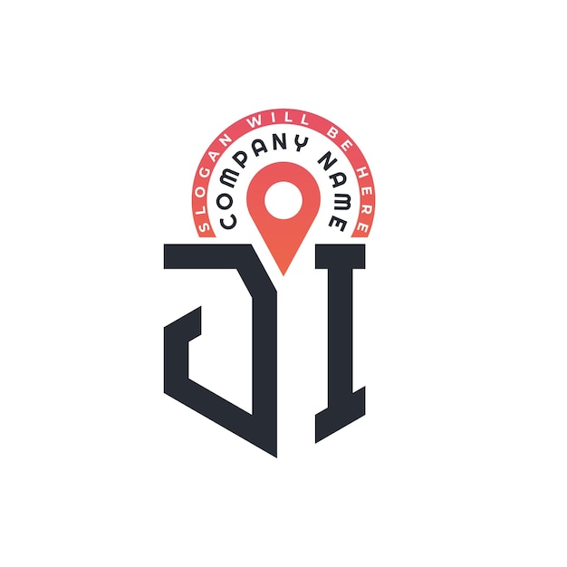 Diseño del logotipo de la ubicación de JI para el reclutamiento de recursos humanos y la carta de navegación Logotipo de JI con icono de ubicación para negocios y tecnología