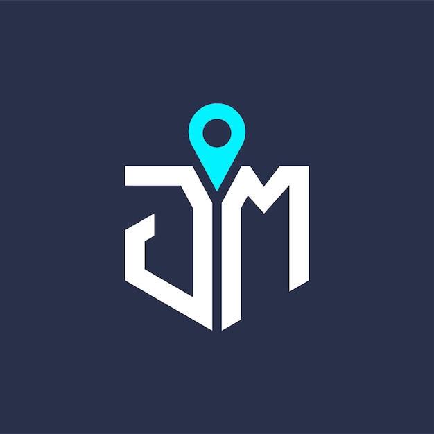 Diseño del logotipo de ubicación de JM para reclutamiento y navegación Carta Icono vectorial del logotipo JM
