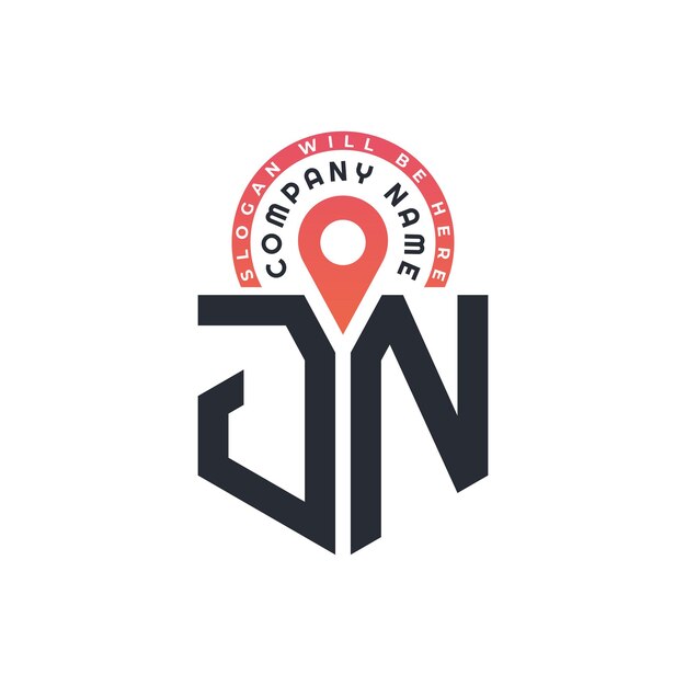 Diseño del logotipo de ubicación de JN para el reclutamiento de recursos humanos y la carta de navegación Logotipo de JN con icono de ubicación para negocios y tecnología
