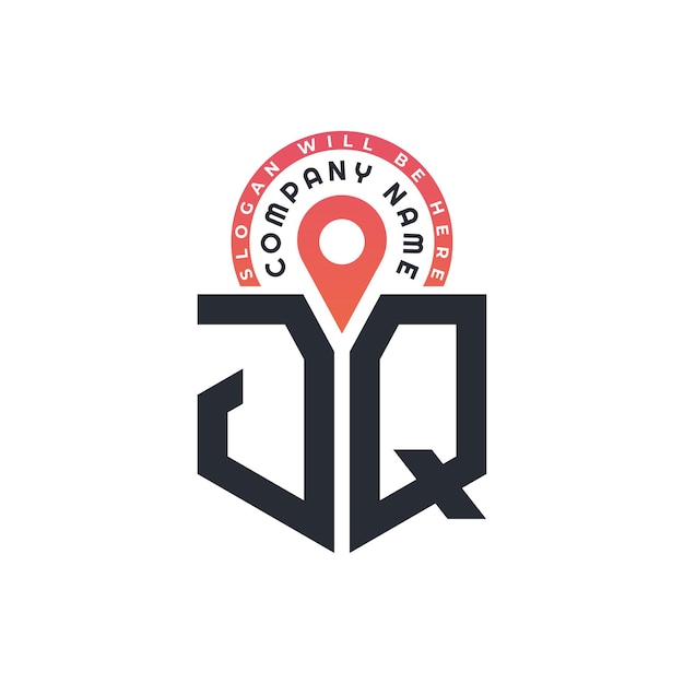 Diseño del logotipo de ubicación de JQ para el reclutamiento de recursos humanos y la carta de navegación Logotipo de JQ con icono de ubicación para negocios y tecnología