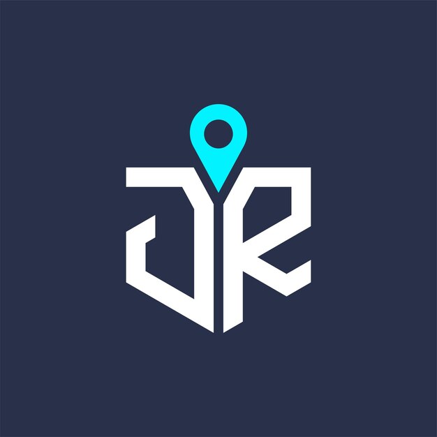 Diseño del logotipo de la ubicación de JR para el reclutamiento y la navegación Letra Icono vectorial del logotipio de JR