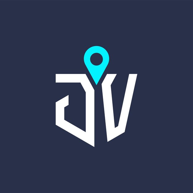 Diseño de logotipo de ubicación de JV para reclutamiento y navegación Carta Icono vectorial de logotipo JV