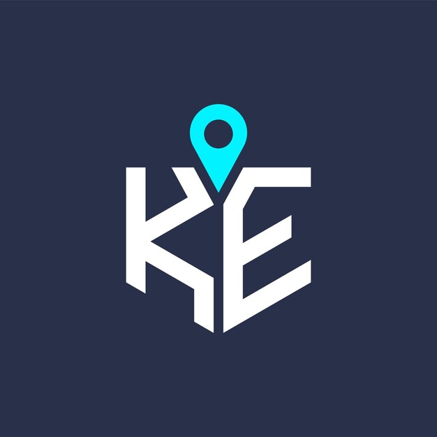 Diseño del logotipo de la ubicación KE para el reclutamiento y la navegación Letra Icono vectorial del logotipo KE