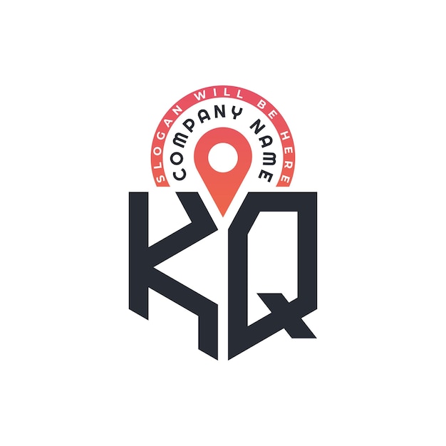 Diseño de logotipo de ubicación de KQ para reclutamiento de recursos humanos y carta de navegación Logotipo de KQ con icono de ubicación para negocios y tecnología