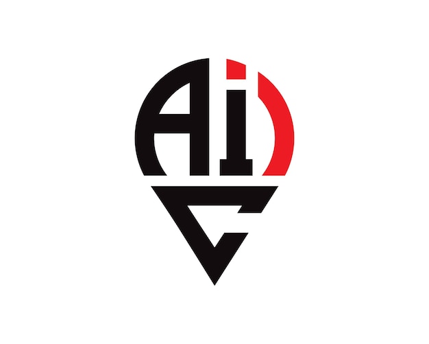 Vector el diseño del logotipo de la ubicación de la letra aic.