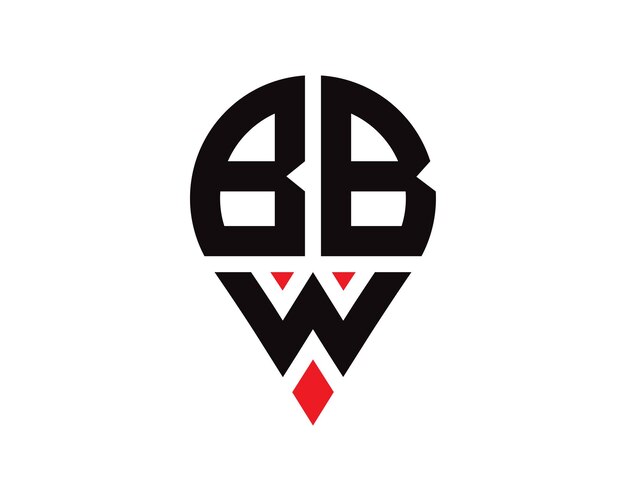 Diseño del logotipo de la ubicación de la letra BBW Diseño simple del logotipo de la ubicación de la letra BBW