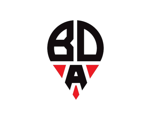 Diseño del logotipo de la ubicación de la letra BDA Diseño simple